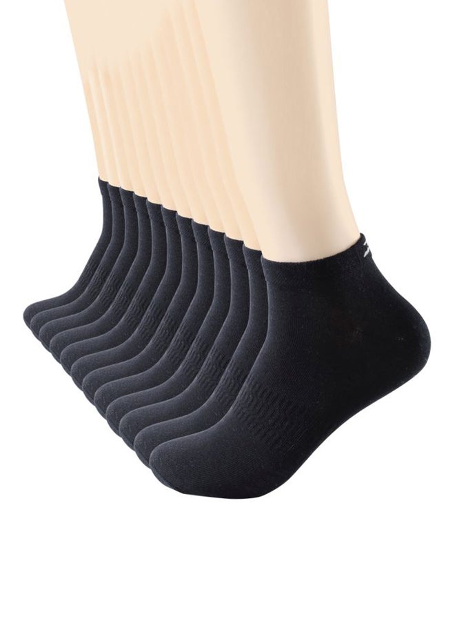 12 Pairs Of Solid Ankle Length Socks Black - Image 1