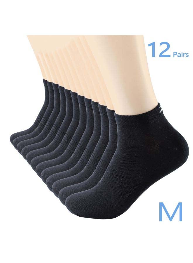 12 Pairs Of Solid Ankle Length Socks Black - Image 2