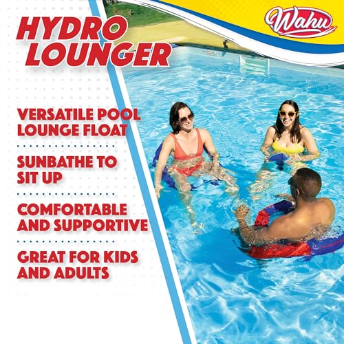 Wahu Hydro Lounger Versatile Pool Lounge Float for Sunbathing, Inflatable Beach and Pool Float Lounger with Inflate/Deflate Valve, Red/Blue - Image 2