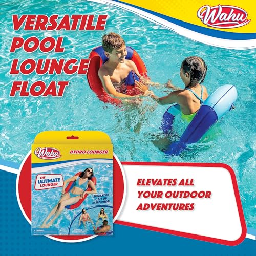 Wahu Hydro Lounger Versatile Pool Lounge Float for Sunbathing, Inflatable Beach and Pool Float Lounger with Inflate/Deflate Valve, Red/Blue - Image 3