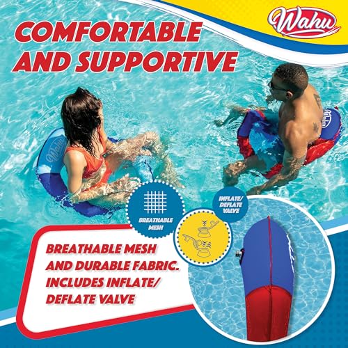 Wahu Hydro Lounger Versatile Pool Lounge Float for Sunbathing, Inflatable Beach and Pool Float Lounger with Inflate/Deflate Valve, Red/Blue - Image 5
