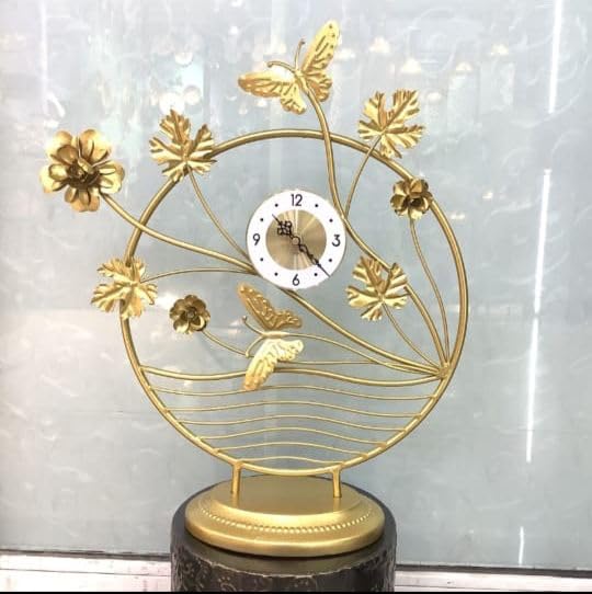 Glaceon Desk Clock Battery Operated Modern Metal Design for Bedroom Office Kitchen Desk Clock Modern Butterfly Design Silent Quartz Round Large Display Dcor for Desktop Table Countertop GL09 - Image 1