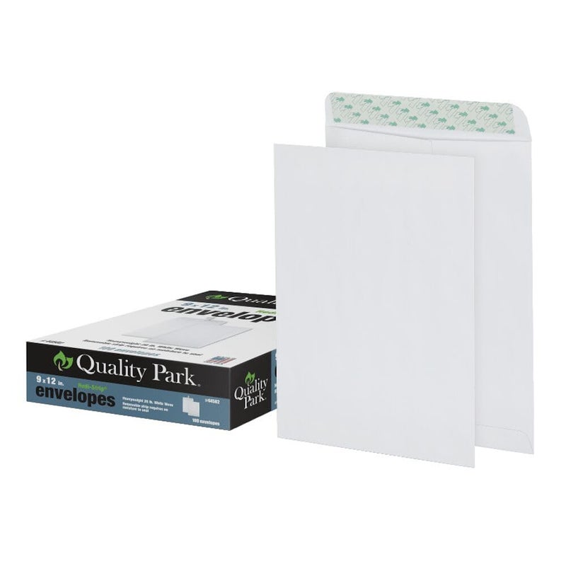 Quality Park 9" x 12" Self-Sealing Catalog Envelopes, for Mailing, Organizing and Storage, White Wove, Heavy 28-lb Paper, 100 Per Box (QUA44582) - Image 2