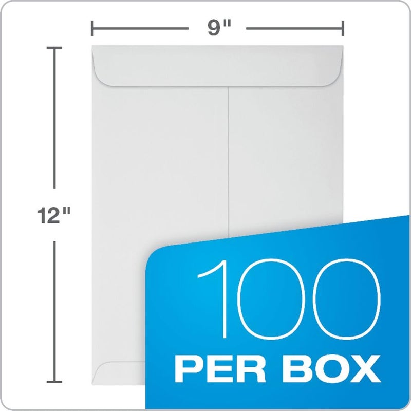 Quality Park 9" x 12" Self-Sealing Catalog Envelopes, for Mailing, Organizing and Storage, White Wove, Heavy 28-lb Paper, 100 Per Box (QUA44582) - Image 5