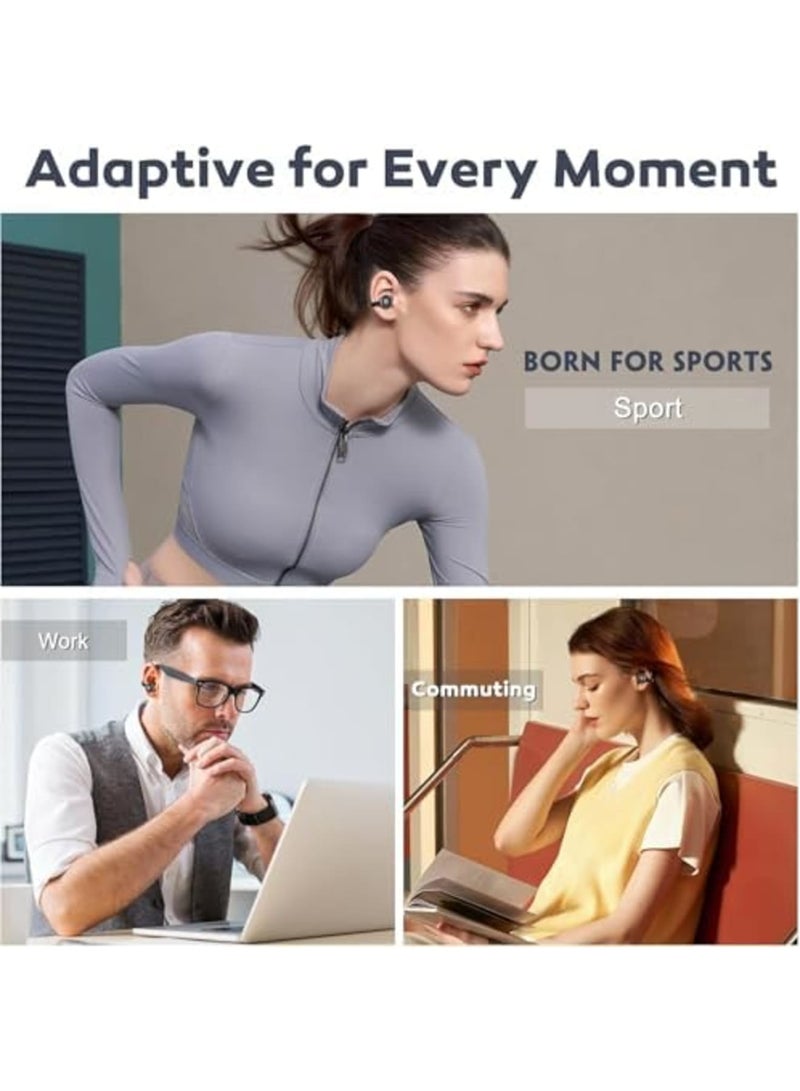 SYOSI Open Ear Earbuds, Wireless Bluetooth 5.4 Over Ear Headphones with Mic, 42H Playtime, Comfortable Air Conduction Earbuds for Sports, Running, Workouts, Glasses Wearers (Black) - Image 2