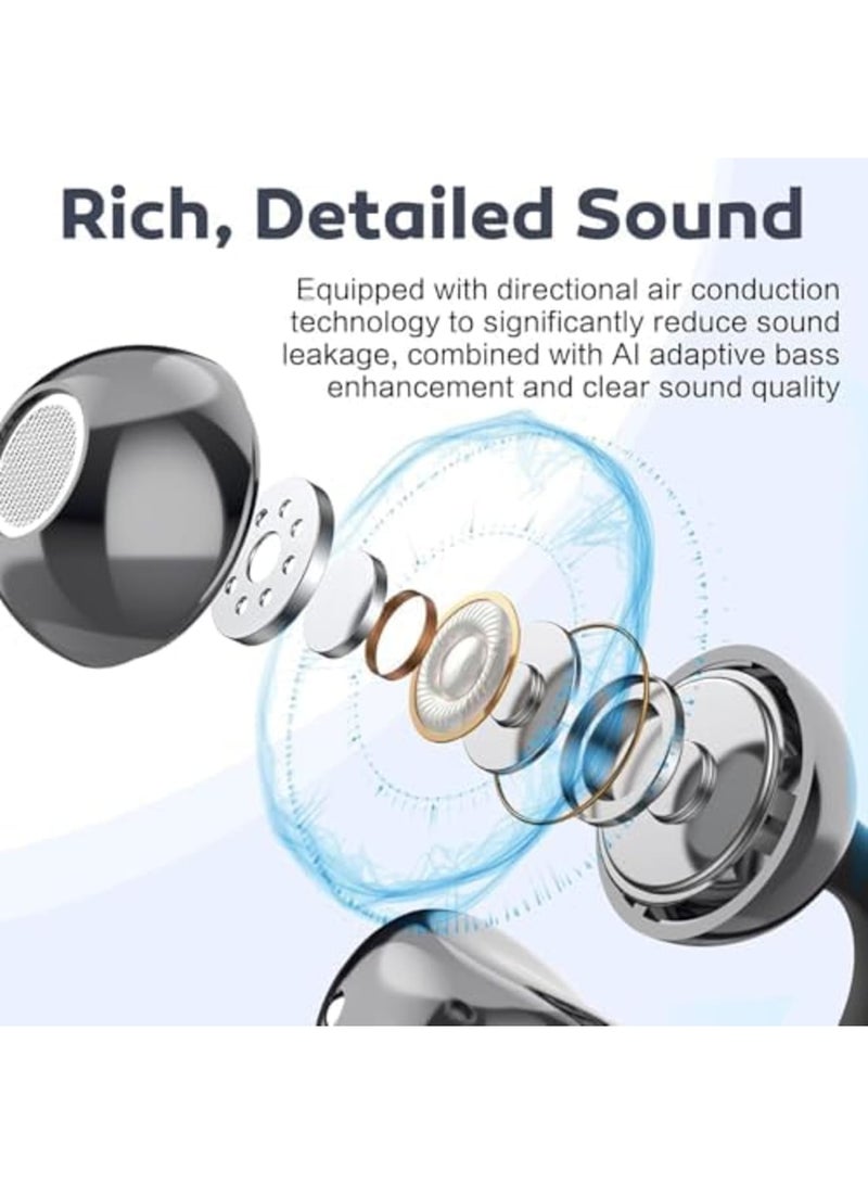 SYOSI Open Ear Earbuds, Wireless Bluetooth 5.4 Over Ear Headphones with Mic, 42H Playtime, Comfortable Air Conduction Earbuds for Sports, Running, Workouts, Glasses Wearers (Black) - Image 5