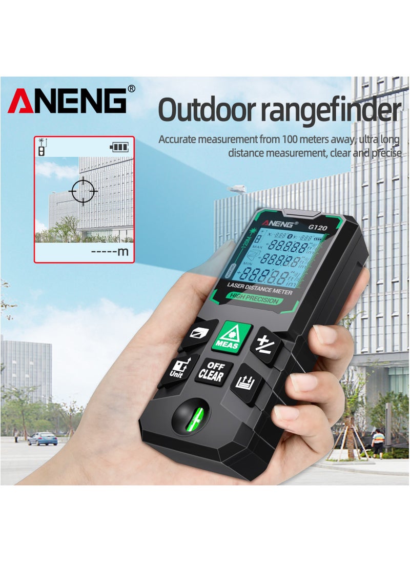 ANENG - 50M/70M/100M/120M Digital Green Laser Distance Meter with Bubble Level Handheld Green Beam Laser Measure LCD Mini Outdoor Range Finder Distance/Area/Volume/Pythagorean Measuring Tool Unit Switching - Image 1