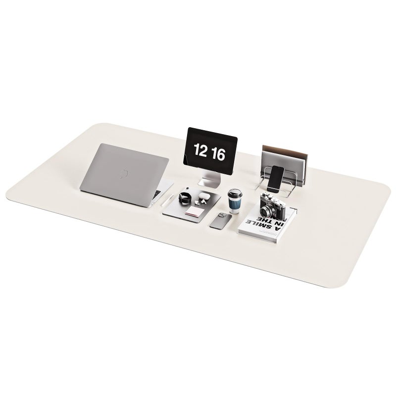 YSAGi NonSlip Leather Desk Pad XL Size Waterproof Laptop Computer Desk Keyboard Mat Table Protector Blotter Mat Large Mouse Pad for OfficeWorkHomeDecorApricot Gray 472 x 236No Band