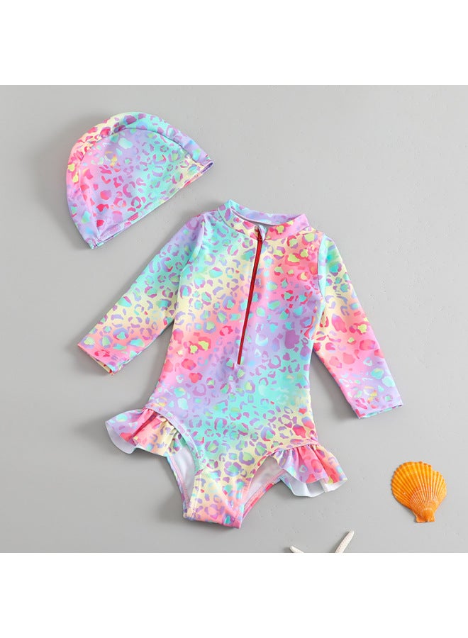 Children's Swimwear For Boys, Baby, Medium And Large Kids, New Style Sun Protection One-piece Girls Quick-dry Cute Swimwear Set