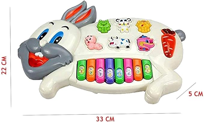 Toyporium Rabbit Musical Piano Keyboard with 3 Modes Animal Sounds, Flashing Lights & Wonderful Music Toy Game for Kids Children Multicolor - Image 4