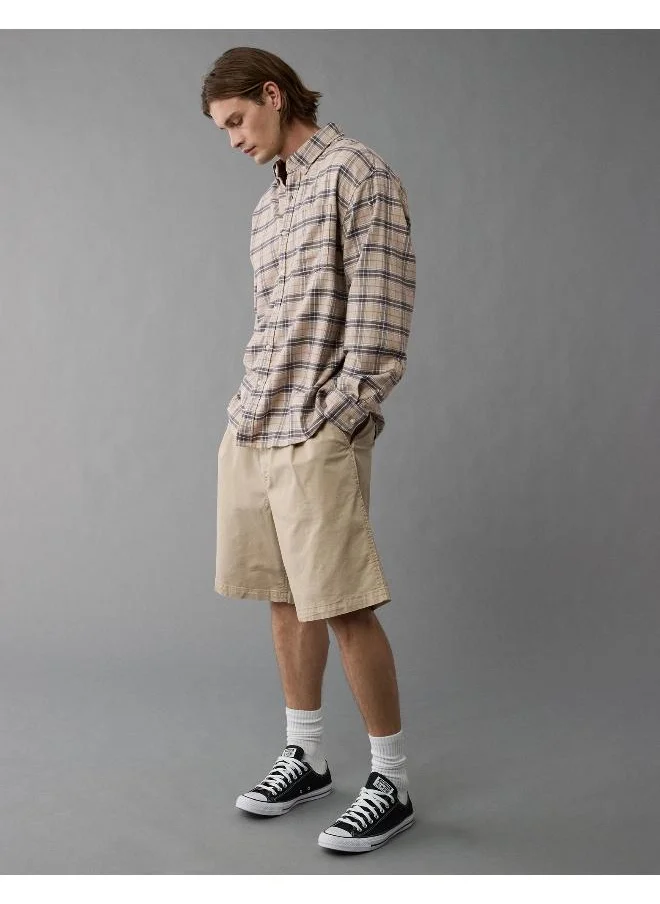 امريكان ايجل AE Everyday Plaid Flannel Button-Up Shirt