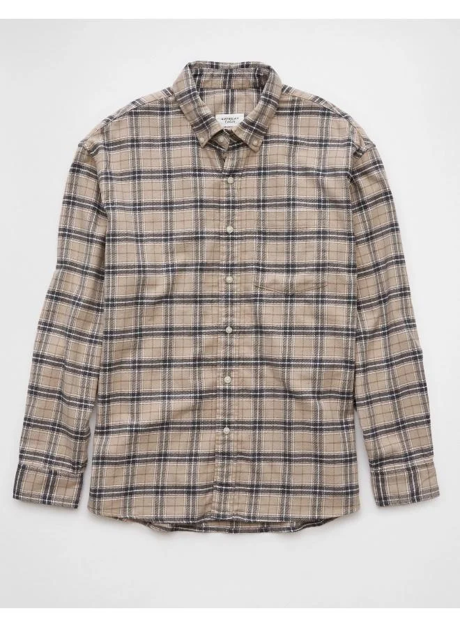 American Eagle AE Everyday Plaid Flannel Button-Up Shirt