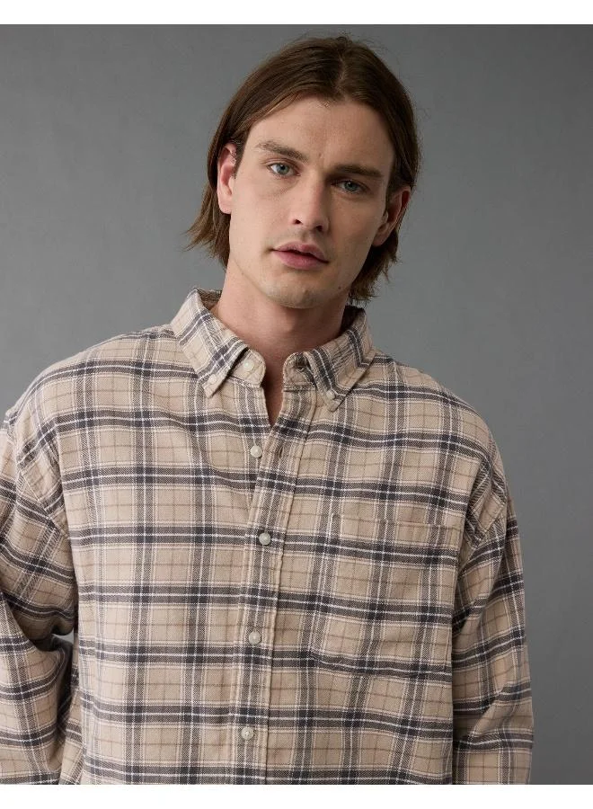 American Eagle AE Everyday Plaid Flannel Button-Up Shirt