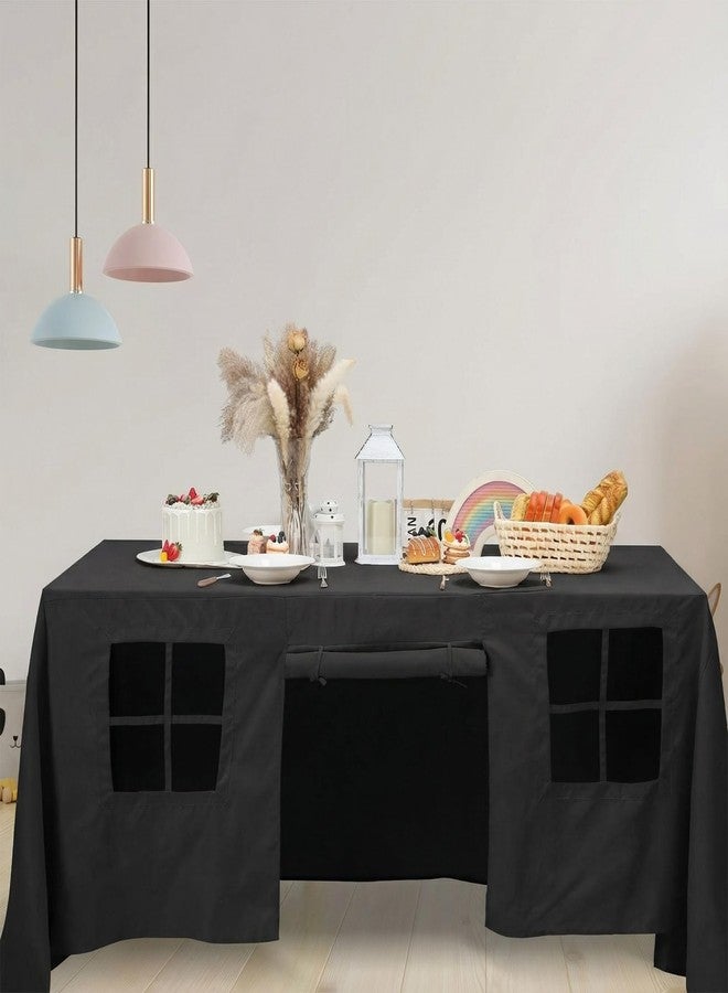 Oudain 10ft x 7.5ft Large Playhouse Table Cloth Table Fort Tent Cover Playhouse Indoor Outdoor Tablecloth for Birthday Party Playground Play Accessory(Black Colors,Dark Style) - Image 4