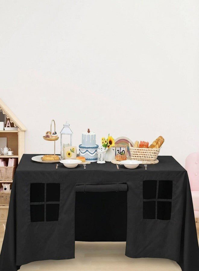 Oudain 10ft x 7.5ft Large Playhouse Table Cloth Table Fort Tent Cover Playhouse Indoor Outdoor Tablecloth for Birthday Party Playground Play Accessory(Black Colors,Dark Style) - Image 3