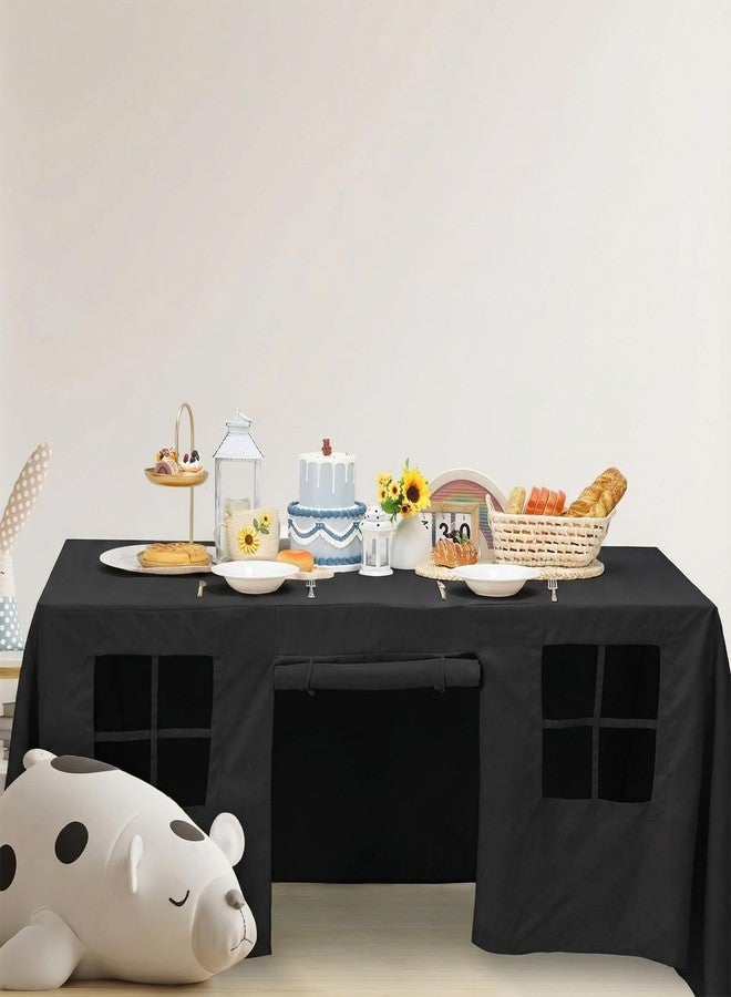 Oudain 10ft x 7.5ft Large Playhouse Table Cloth Table Fort Tent Cover Playhouse Indoor Outdoor Tablecloth for Birthday Party Playground Play Accessory(Black Colors,Dark Style) - Image 5