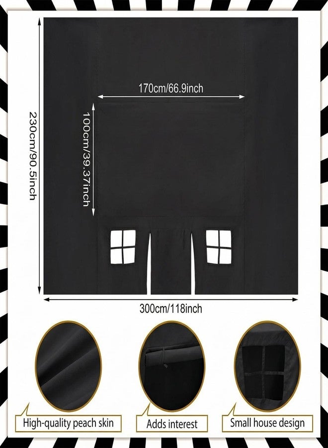 Oudain 10ft x 7.5ft Large Playhouse Table Cloth Table Fort Tent Cover Playhouse Indoor Outdoor Tablecloth for Birthday Party Playground Play Accessory(Black Colors,Dark Style) - Image 2