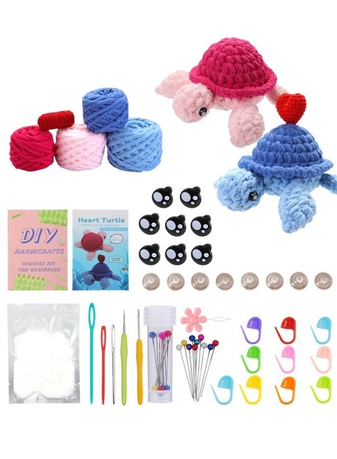 Loquat Crochet Kit for Beginners, Includes All Crochet Accessories and Step-by-Step Video Tutorials, 2 Piece Turtle - Image 1
