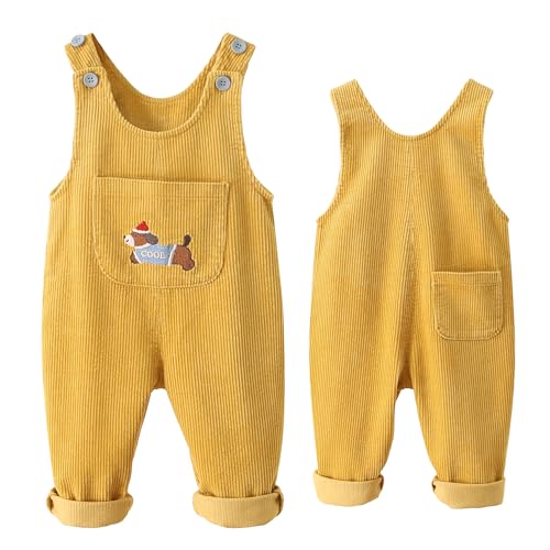 Happy Cherry Baby Boys Girls Corduroy Overalls Kids Loose Cute Sleeveless Romper Fall Winter Plain Cotton Outfit Clothes Yellow 4-5 Years 2025 - Image 1