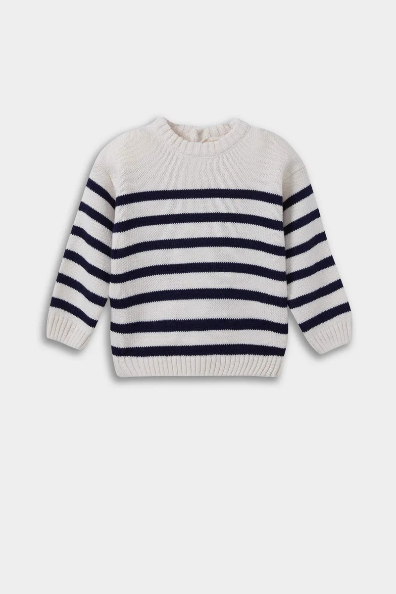 ديفاكتو Baby Boy Regular Fit Striped Crew Neck Pullover