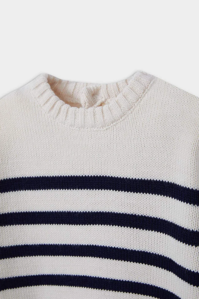 ديفاكتو Baby Boy Regular Fit Striped Crew Neck Pullover