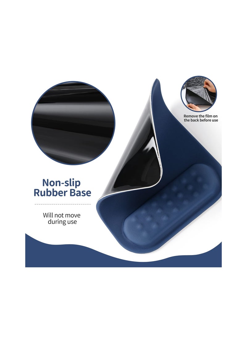 SYOSI - SYOSI Superfine Fiber Soft Memory Foam Ergonomic Mouse Pad with Wrist Rest Support, Comfortable Large Mousepad with Non-Slip Base for Computer, Gaming, Office, Etc (Navy Blue) - Image 1