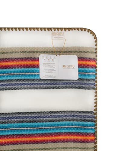 QISU Alpaca Wool Blanket Throw | Large, Beautiful, Warm, Variegated | 85 x 65 inches | Ultra-Soft, Hypoallergenic and Breathable | Non-Itchy or Scratchy Fabric (White Blue Variegated) - Image 5