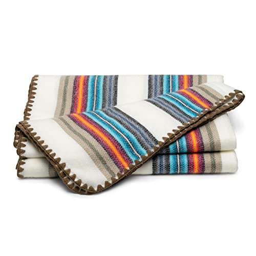 QISU Alpaca Wool Blanket Throw | Large, Beautiful, Warm, Variegated | 85 x 65 inches | Ultra-Soft, Hypoallergenic and Breathable | Non-Itchy or Scratchy Fabric (White Blue Variegated) - Image 3