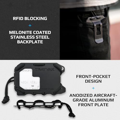 Trayvax Original 2.0 Wallet, RFID Front Pocket Tactical Metal Credit Card Holder with Money Clip, Slim Minimalist Wallet for Men and Women, Black - Image 4