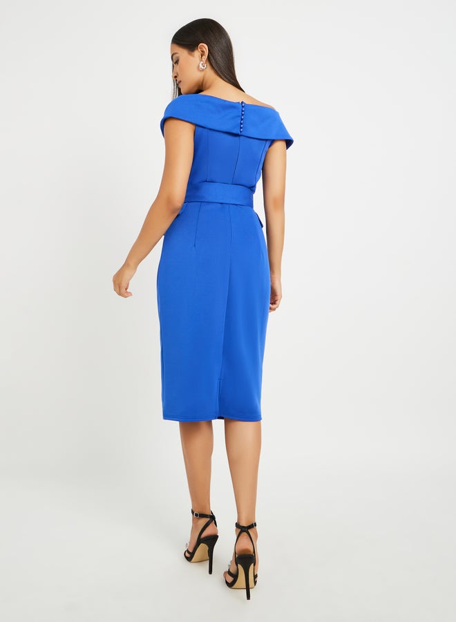 Styli Belted Peplum Midi Dress  - Image 4
