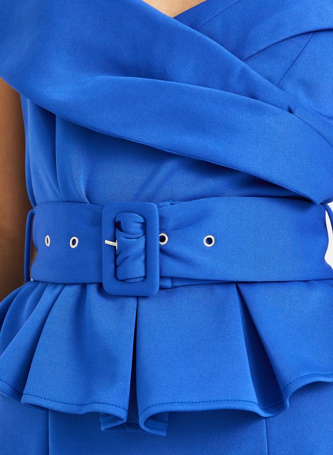 Styli Belted Peplum Midi Dress  - Image 3