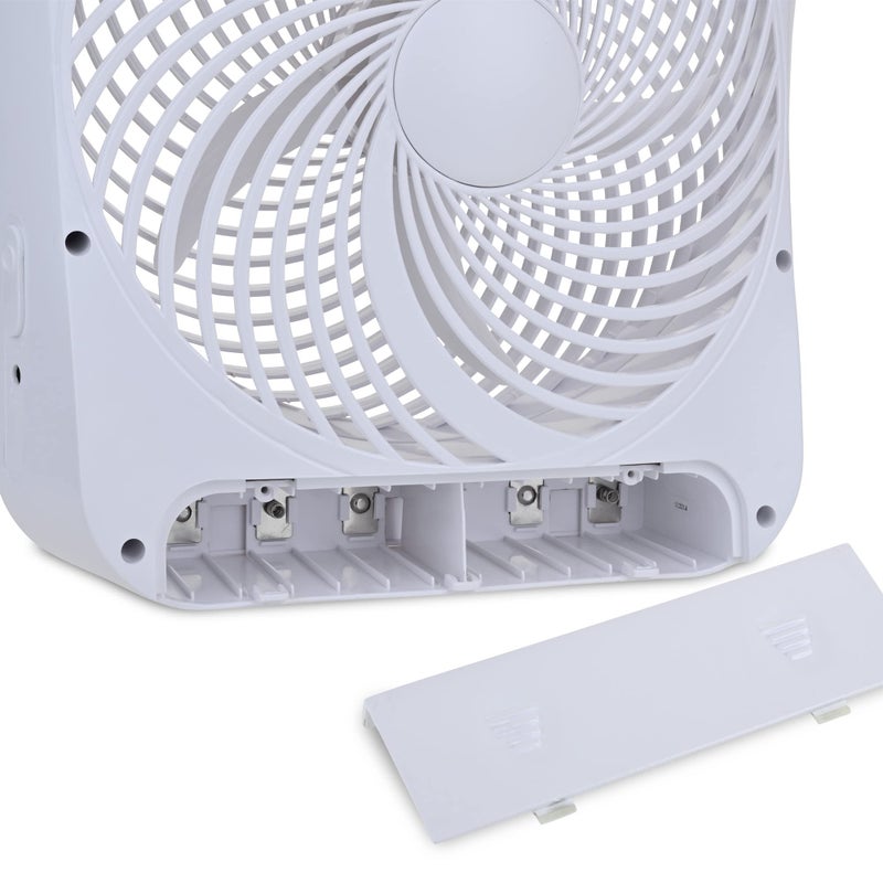 Treva 10-Inch Portable Fan, Powered by Battery and/or AC Adapter - Desk Fan Air Circulating with 2 Cooling Speeds for Personal and Travel Use (White) - Image 4