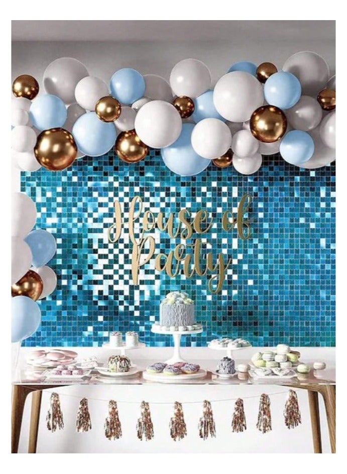 Blue Foil Backdrop 2m Length 1m Width Glitter Foil Backdrop for Wedding Birthday Baby Shower Party Decoration - Image 2