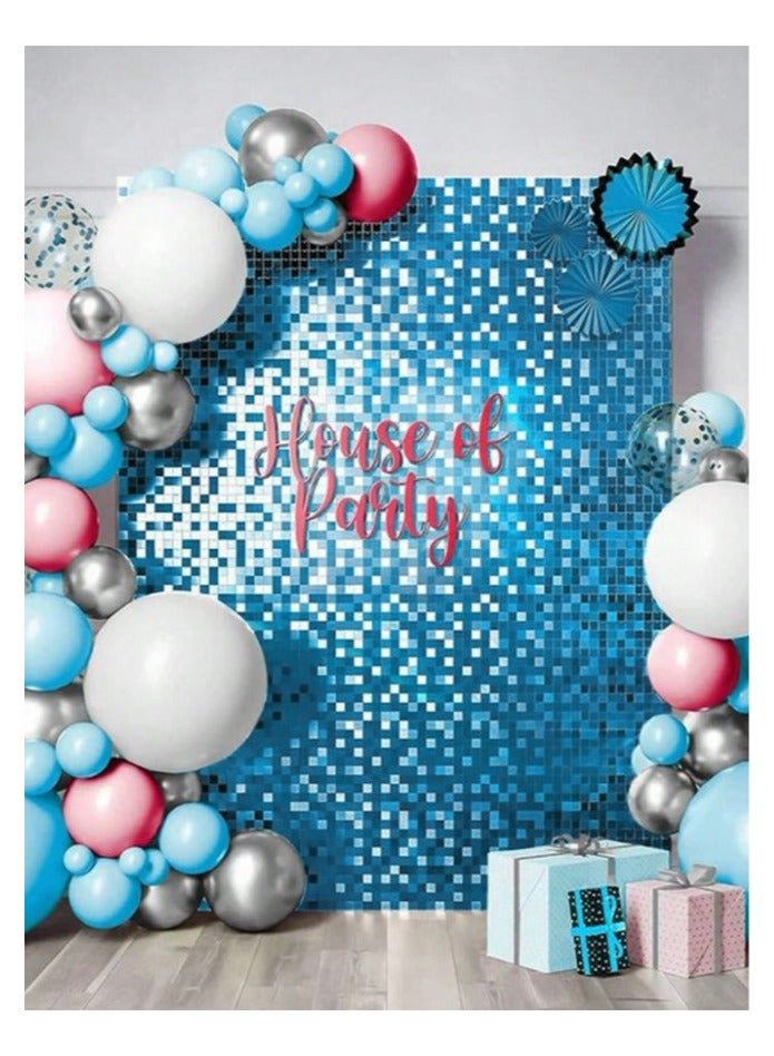 Blue Foil Backdrop 2m Length 1m Width Glitter Foil Backdrop for Wedding Birthday Baby Shower Party Decoration - Image 1