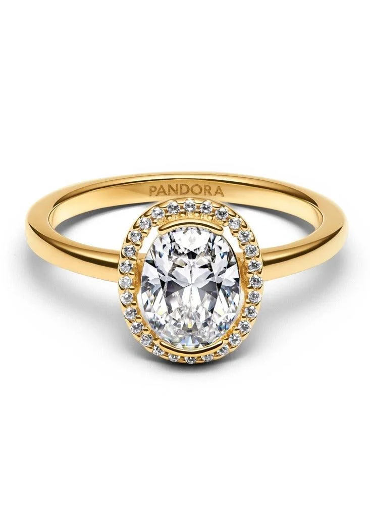 باندورا خاتم مطلي بالذهب عيار  مع زركونيا مكعب شفاف