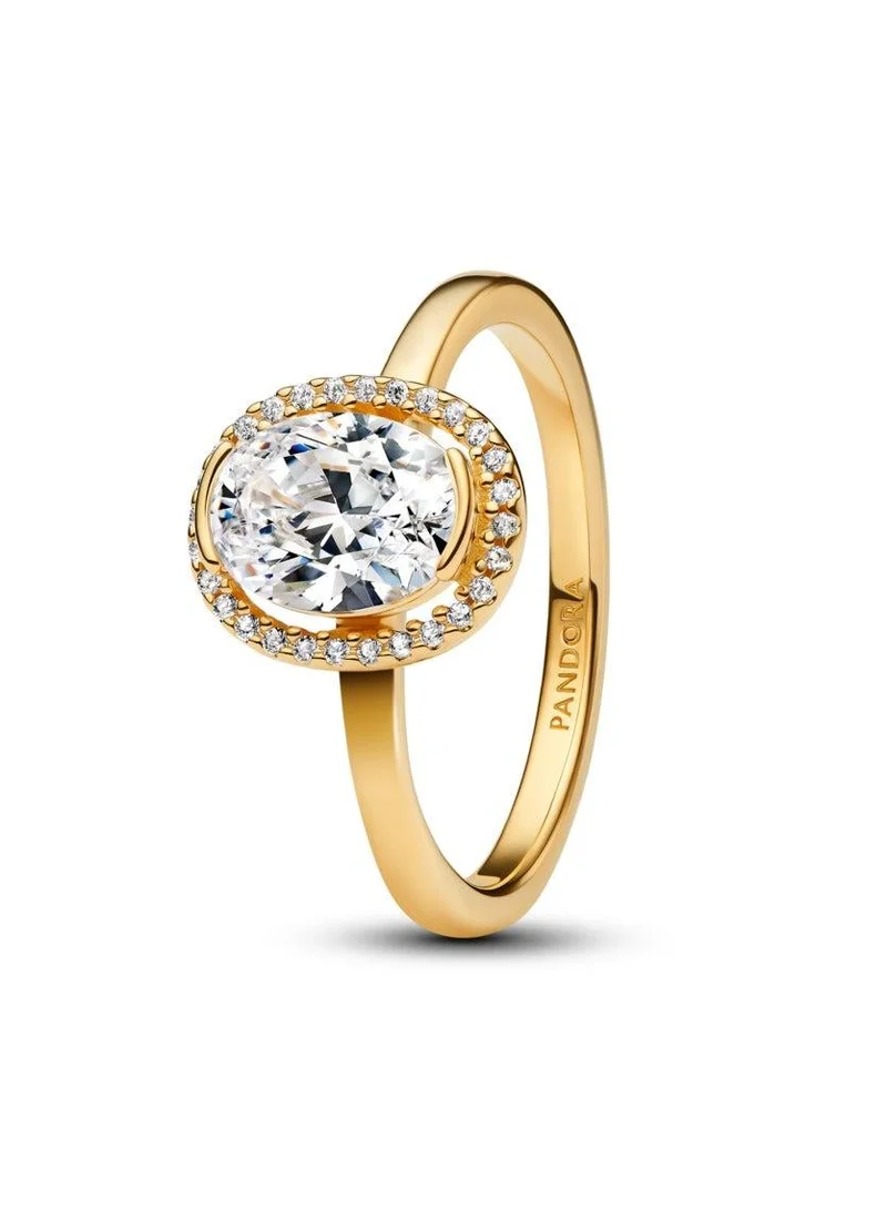 14k Gold-plated ring with clear cubic zirconia