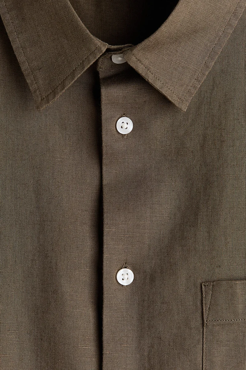 H&M  Relaxed Fit Linen-blend shirt for Men | Best Price UAE
