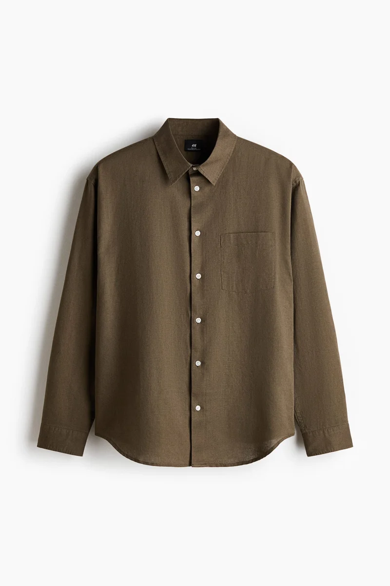 H&M  Relaxed Fit Linen-blend shirt for Men | Best Price UAE