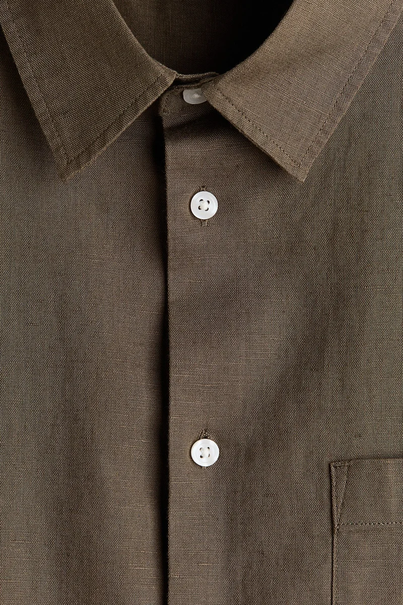 H&M  Relaxed Fit Linen-blend shirt for Men | Best Price UAE