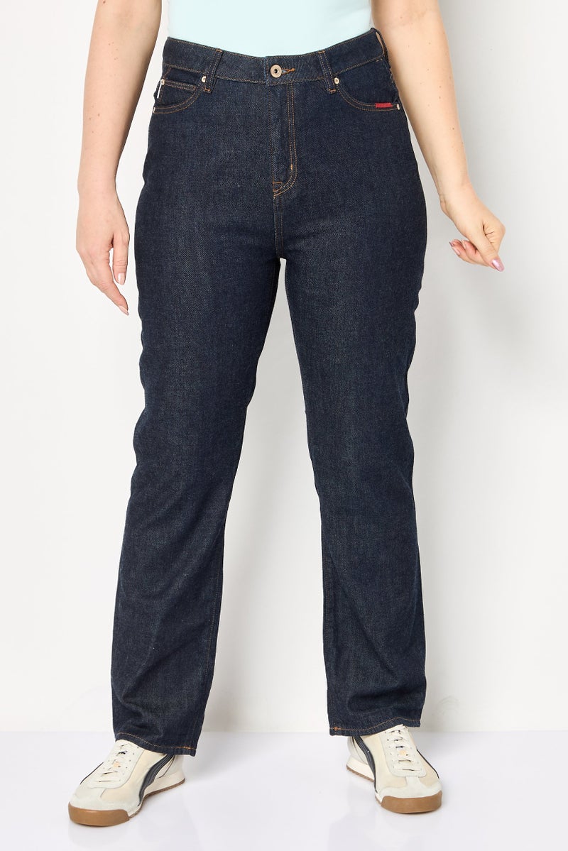 SELECTED RDS By Selected Women Straight Fit  Solid Non Stretchable Jeans, Navy - Image 1