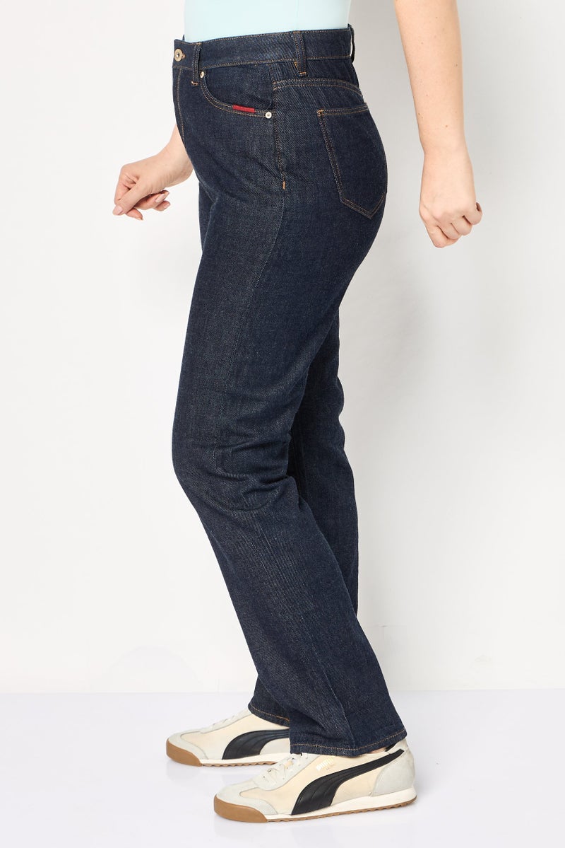 SELECTED RDS By Selected Women Straight Fit  Solid Non Stretchable Jeans, Navy - Image 3