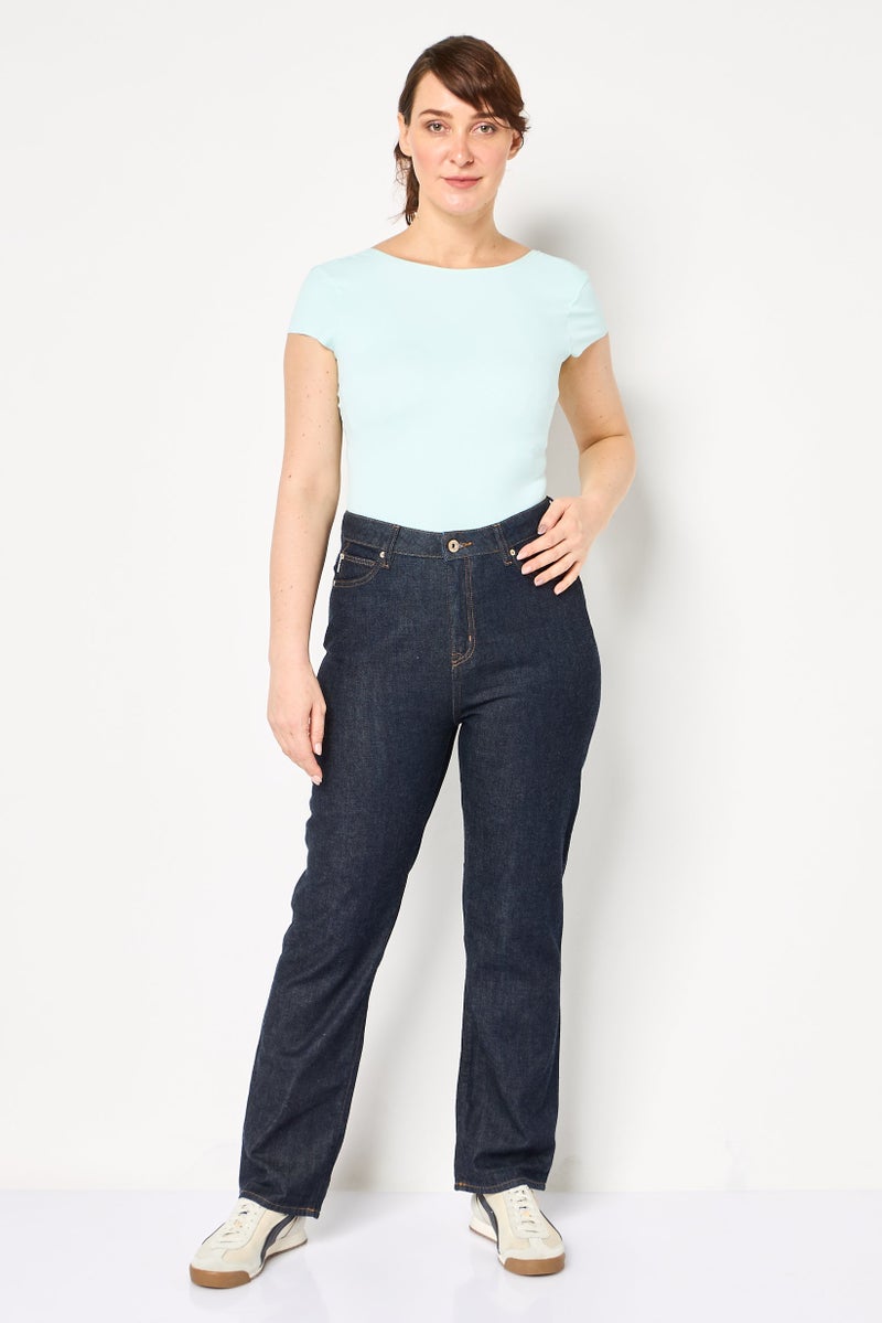 SELECTED RDS By Selected Women Straight Fit  Solid Non Stretchable Jeans, Navy - Image 2