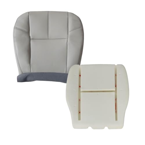 AOUTTUOA Front Left Driver Side Bottom Leather Seat Cover & Foam Cushion Gray Compatible with Chevy Tahoe Suburban Avalanche Silverado GMC Yukon Sierra 2007 2008 2009 2010 2012 2013 2014 - Image 1