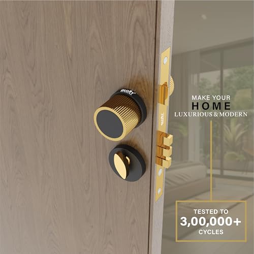 GLOXY Zinc Door Knob Handle for Main Door Mortise Lock Pull Handle Left & Right Door Lock with 3 Key Lock Body & Cylinder for Office |Gold & Black Finish (2 Years Warranty, Pack of 1) - Image 4
