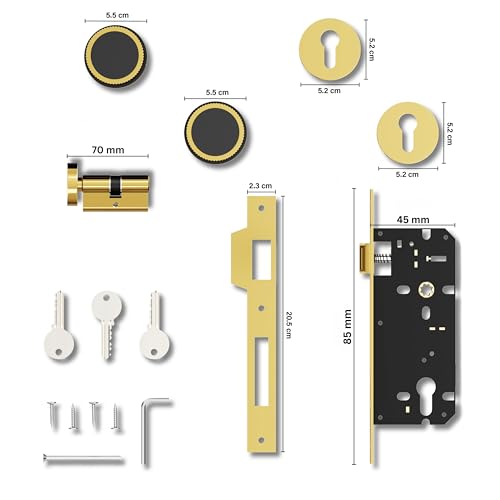 GLOXY Zinc Door Knob Handle for Main Door Mortise Lock Pull Handle Left & Right Door Lock with 3 Key Lock Body & Cylinder for Office |Gold & Black Finish (2 Years Warranty, Pack of 1) - Image 3