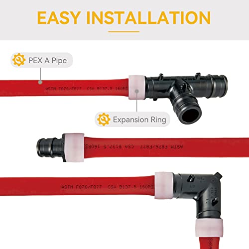 GUOFIS 3/4" Poly PEX A Expansion Fitting Pack, PPSU Combo Fittings with Tees(110), Elbows(110), Couplings(110), For 3/4 Inch PEX Pipe - Image 4
