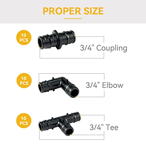 GUOFIS 3/4" Poly PEX A Expansion Fitting Pack, PPSU Combo Fittings with Tees(110), Elbows(110), Couplings(110), For 3/4 Inch PEX Pipe - Image 2