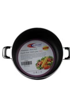 KAWASHI Aluminium Dutch Oven Cooking With Glass Lid Black/Sliver 28CM  - Image 2