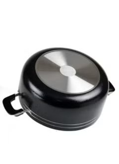 KAWASHI Aluminium Dutch Oven Cooking With Glass Lid Black/Sliver 28CM  - Image 3