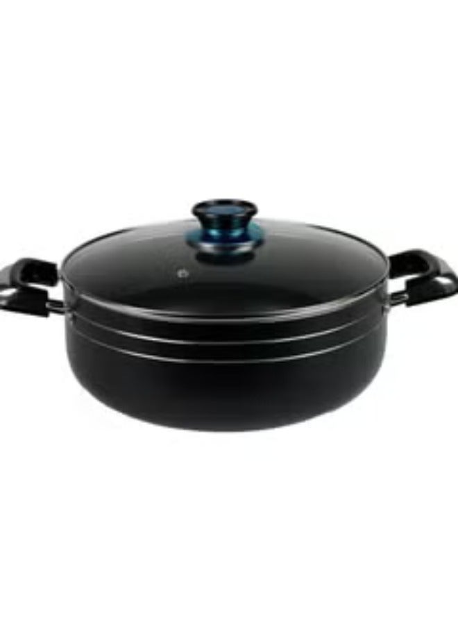 KAWASHI Aluminium Dutch Oven Cooking With Glass Lid Black/Sliver 28CM  - Image 4